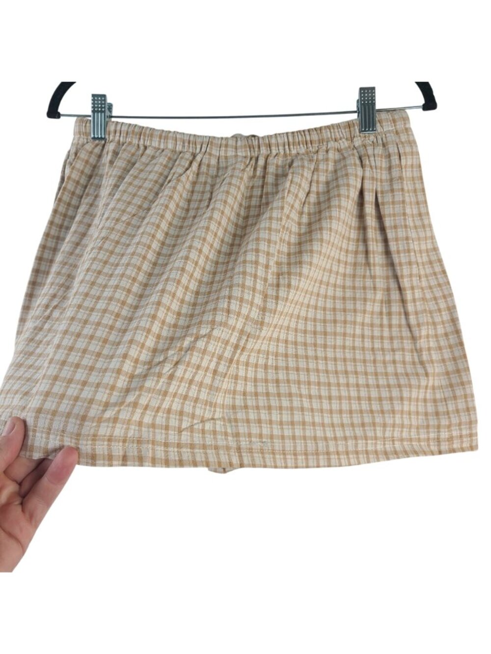 NEW Rhythm London Check Skort Beige & White Plaid Cotton Blend Women's Size 8 - Picture 6 of 8